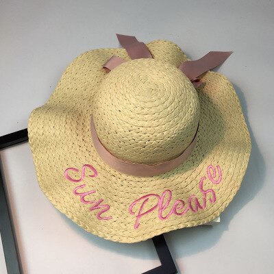 Gorra de Bordado de letras, sombrero de ala grande para mujeres, gorras juveniles de Sombrero de Paja de verano para mujeres, sombreros de Sol de sombra, sombrero de playa,: 1