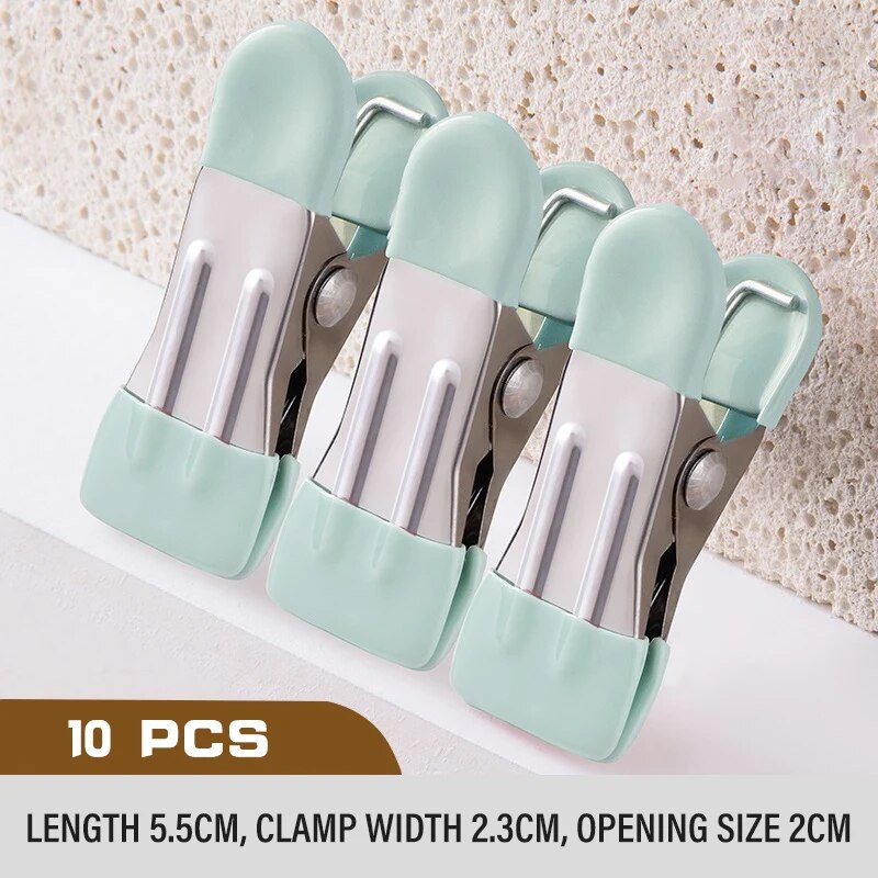 ​ Edelstahl Wäscheklammern Wäsche Wäscheklammern Mit Haken Hosen Kleiderbügel Tragbare Hängende Kleidung Clips Schrank Kleidung Organizer: green