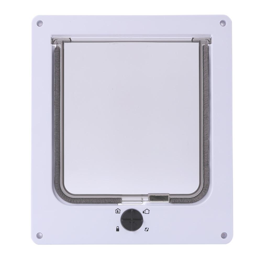 Cat Flap Door with 4 Way Lock Security Flap Door for Dog Cat Kitten Small Pet Gate Door Kit Cat Door Family Pet Safety Door: White