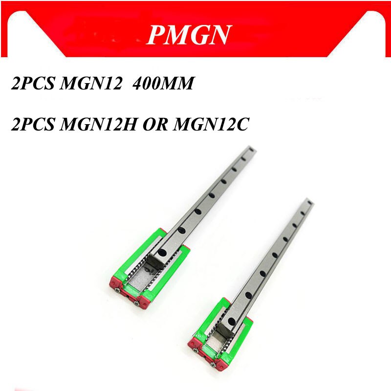 2pcs 12mm Linear Guide MGN12 L= 400mm Linear Rail Way + 2PCS MGN12C or MGN12H Long Linear SS Carriage for CNC XYZ Axis