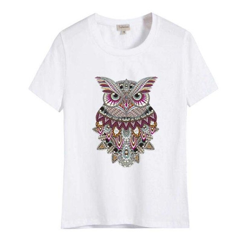 parche de PVC ropa grande búho flor transferencia térmica impresión camiseta mujeres planchar en parches para ropa chica pegatinas