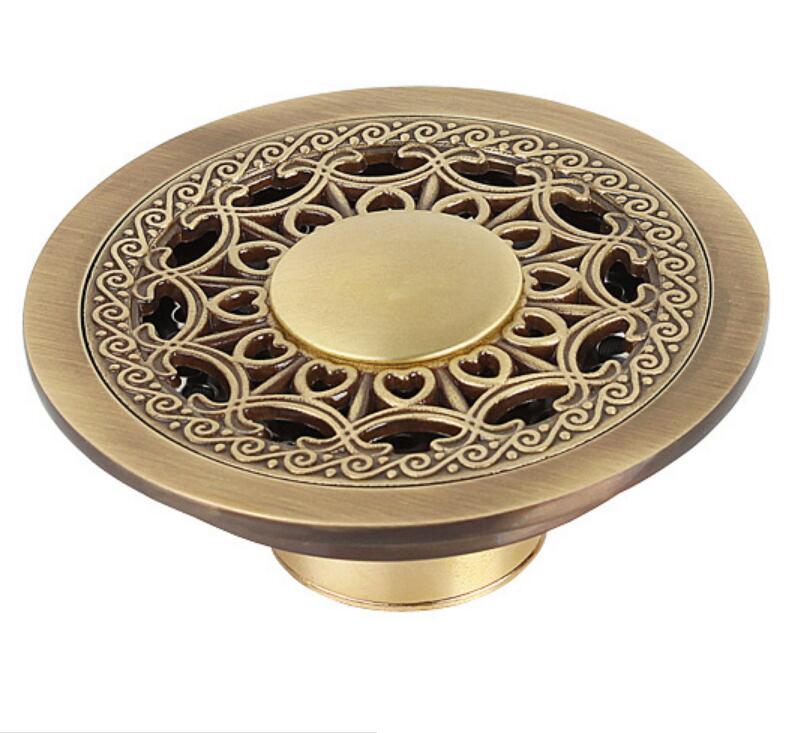 Vidange de sol en laiton Antique | 10cm Euro de sol de douche, déodorant de salle de bains, rond Euro couvercle de passoire de sol, grille de déchet