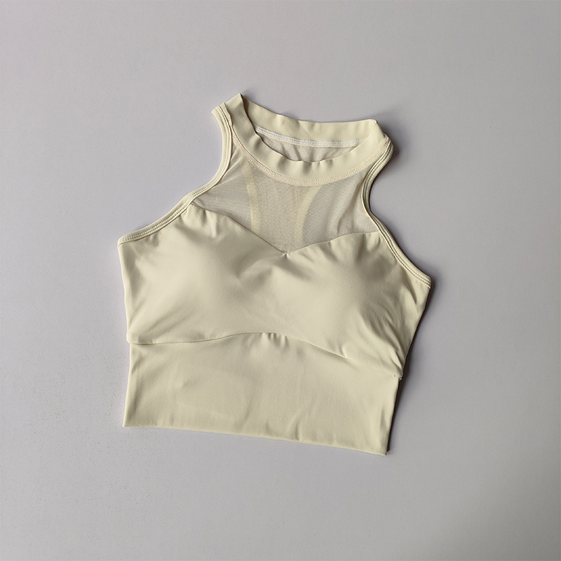 Komplementære bryster samlende sportsundertøy dame sexy bh-er mesh hurtigtørkende treningsvest yogadress utvendig bruk: L / Lavendel