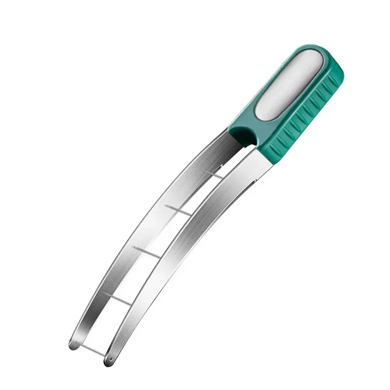 Vandmelon terningskærer i rustfrit stål, vandmelonskæremaskine, sikker vandmelonfrugtskærer, melonskærer til køkkengadget: Grøn