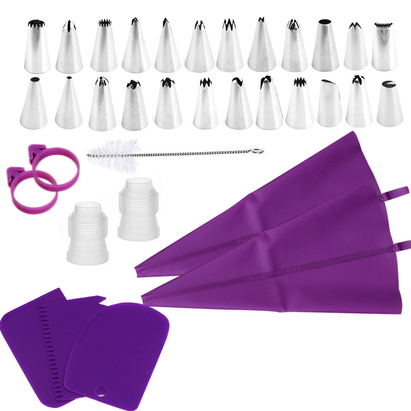 Nozzle piping cake decorating tools Confectionery equipment Kitchen accessories Pastry bag and bakery set stainless steel socket: Orange