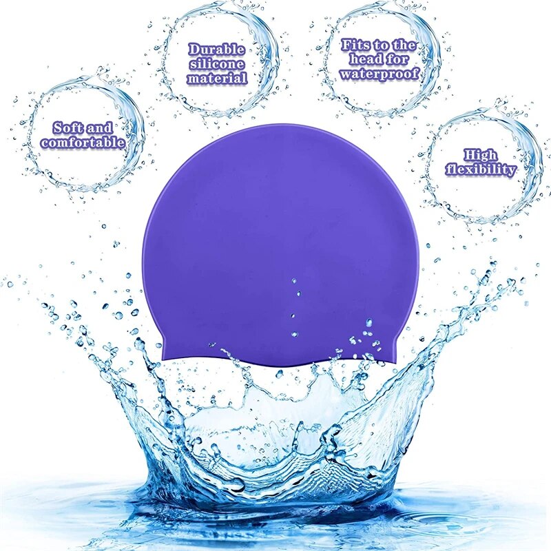 Badekappe, Silikon, wasserdicht, für Männer, Frauen, Erwachsene, freundlicher, langes Haar, Poolkappen, Tauchen, Schwimmausrügestochen, elastische Kappen
