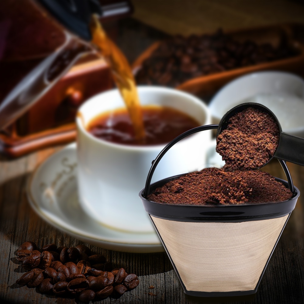 Återanvändbart kaffefilter permanent kaffebryggare filter med handtag café kök prylar kaffemaskin filter kaffe verktyg