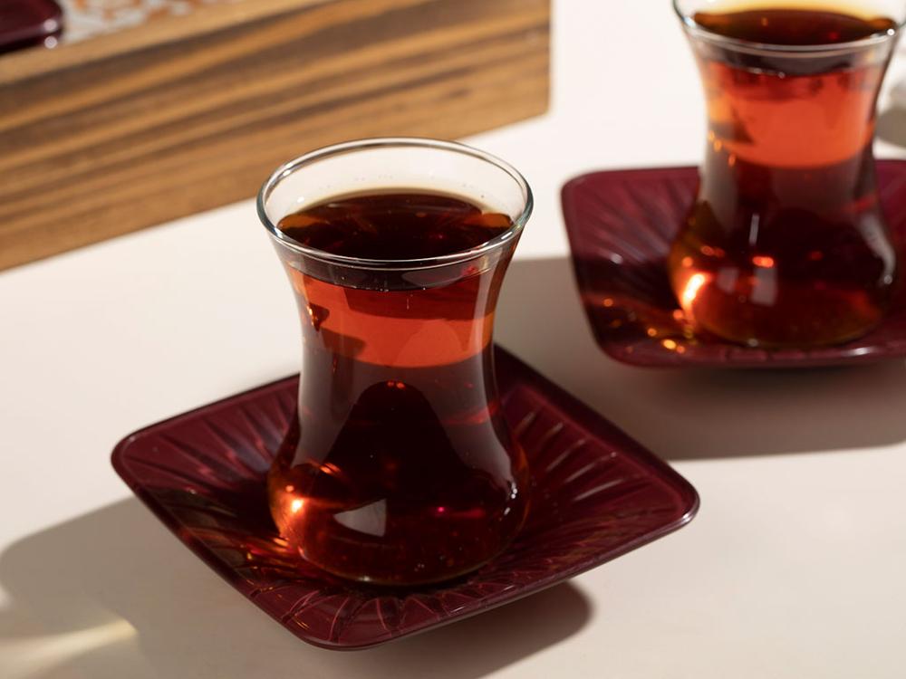 Lorna Glas 12 Stück Tee-einstellen 6 Tee Gläser 6 Tee Gläser Untertasse 100 Ml Rotwein rot Türkische traditionellen Tee glas