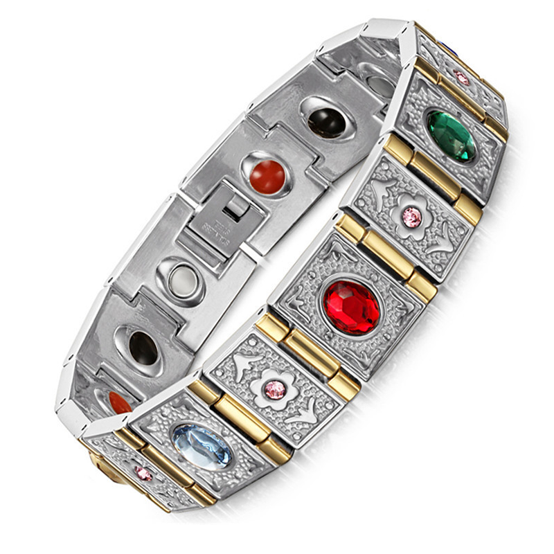 Modische Europäischen und Amerikanischen armbänder mit edelsteine für männer armbänder: Stahl