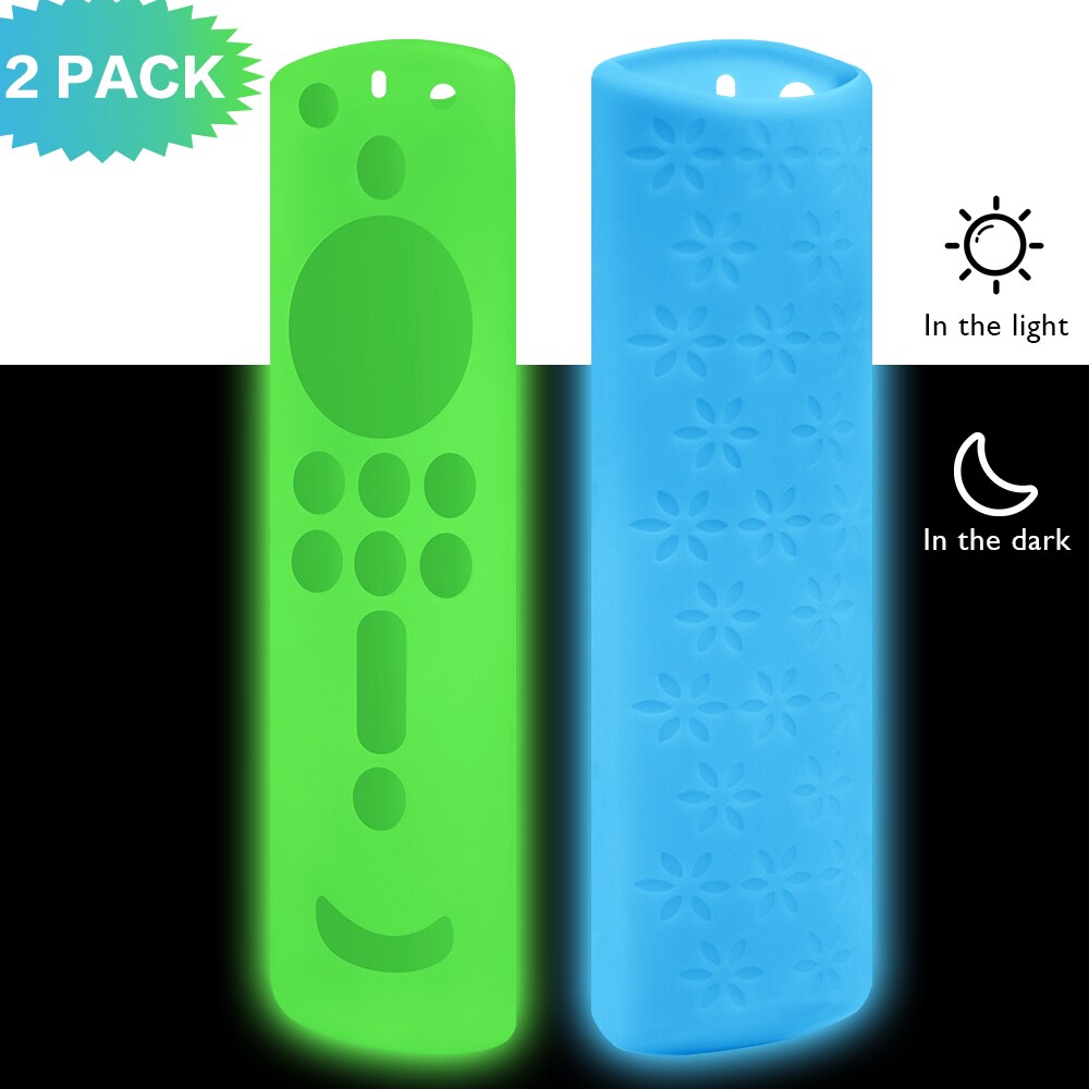 Beschermende Fire Tvs Silicone Case Cover Siliconen Sleeve Shockproof Anti-Slip Vervanging Voor Tv Stick 4K Afstandsbediening: Glow Green Glow Blue