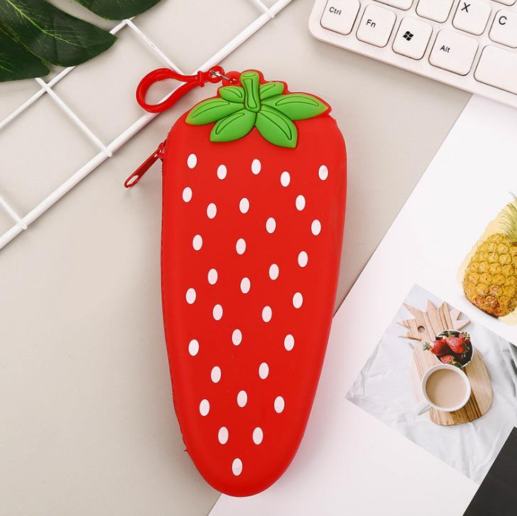Estuche escolar de frutas con garra de pata de gato, de silicona de gran capacidad, para lápices, papelería, oficina y escuela, 1 Uds.: 8