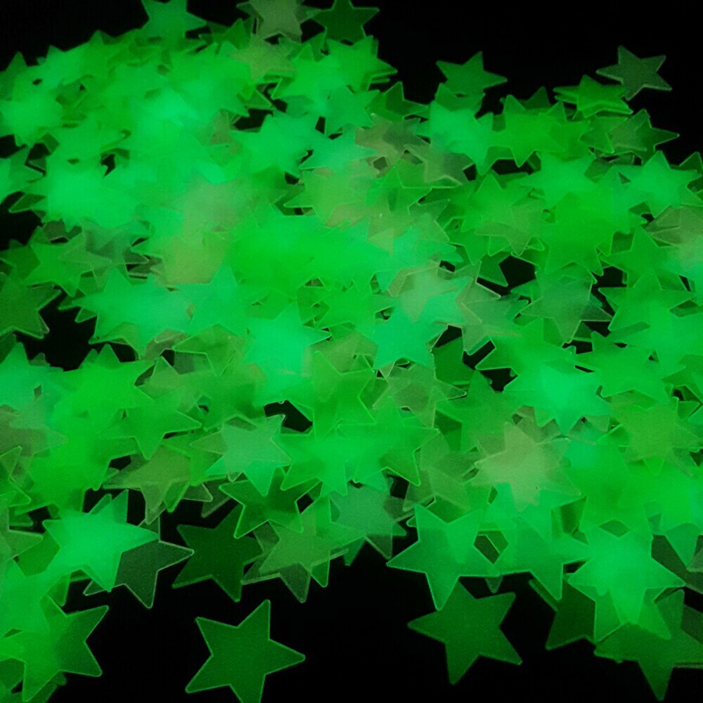 QIBU 100 stuks Lichtgevende 3D Ster Fluorescent Glow in The Dark Kerst Decoratie voor Kid woonkamer Accessoires DIY Muur stickers