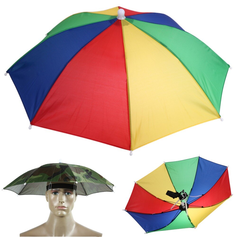 12 arten Angeln Regenschirm Hut Kappe Anti-Regen Headwear Freisprecheinrichtung Kopf Regenschirm Anti-Sonne Hut Erwachsene Liefert Cappello impermeabile