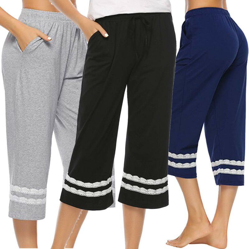 Pyjama de nuit pour femme, culotte courte, culotte courte, vêtement de nuit mi-mollet, taille ajustable, collection automne, décontracté