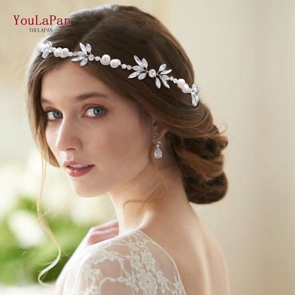 TOPQUEEN HP132 Opal Diamond Bridal Headpiece Silver Rhinestone Headband Bridal Hair Tiara Bridal Hair Piece Hair Jewelry