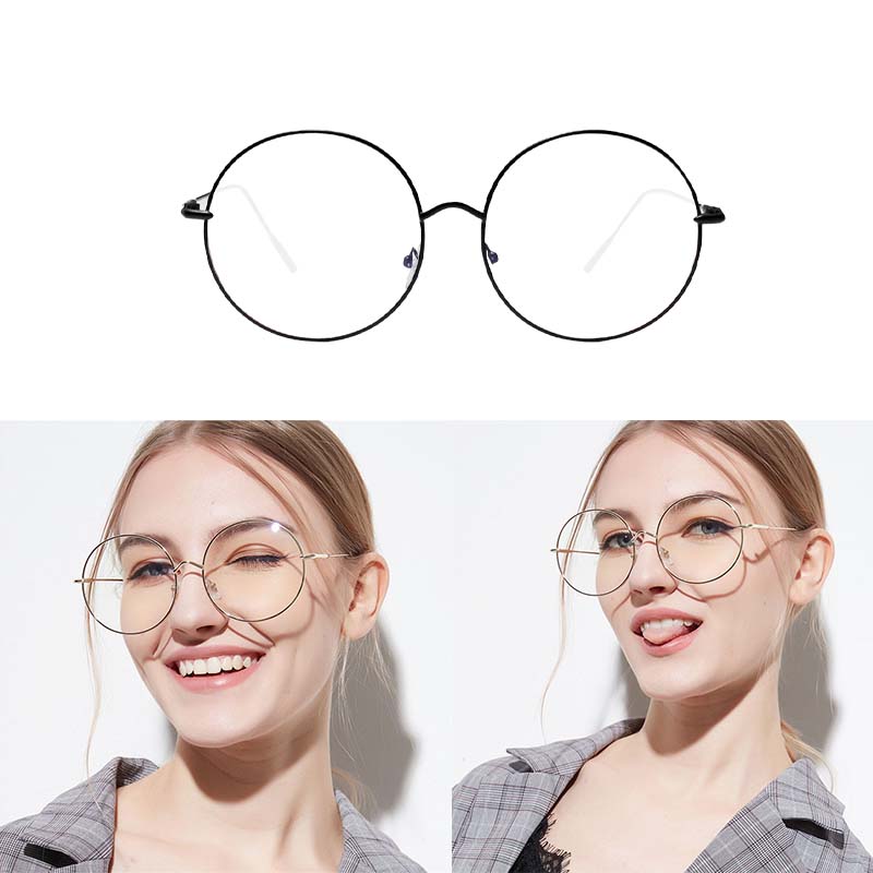 Women Metal Sunglass Eyewear Accessories Oversized Frames Round Frame Clear lens Women's Glasses Eyeglasses Femme
