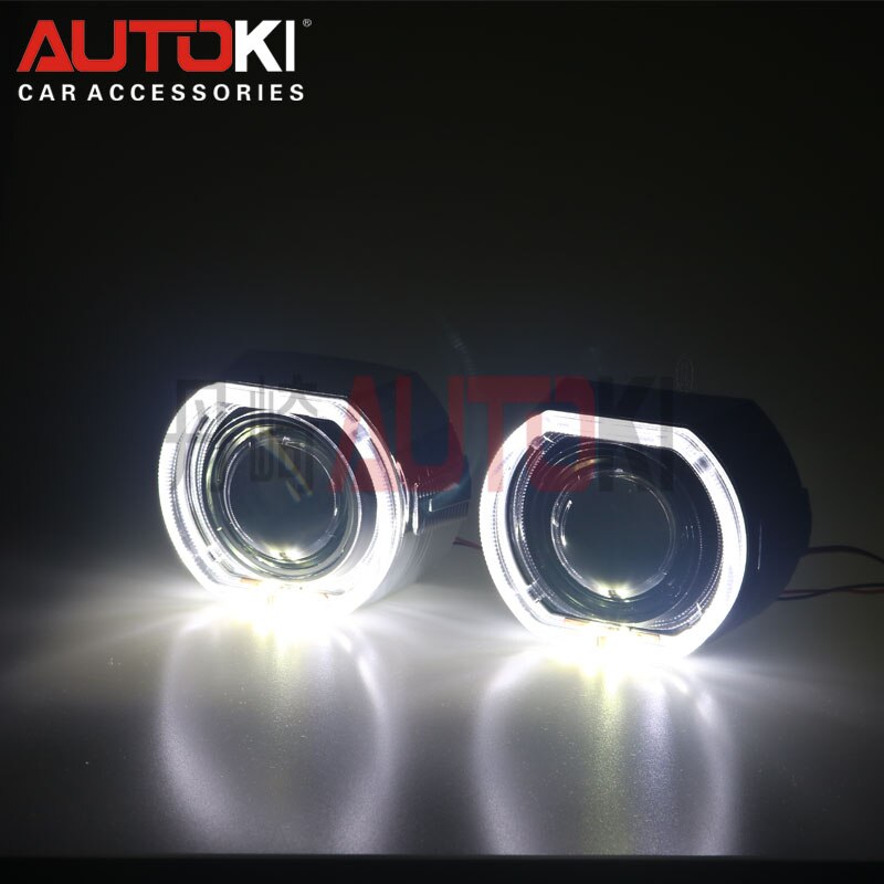 Autoki 3.0 inch led angel eye DRL Shroud Cover for 2.5 and 3.0inch bi-xenon projector lens