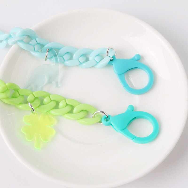 Collar de cadena antipérdida de longitud ajustable para mujer y niño, cadena para cuello, accesorios, collares de acrílico, correa de seguridad