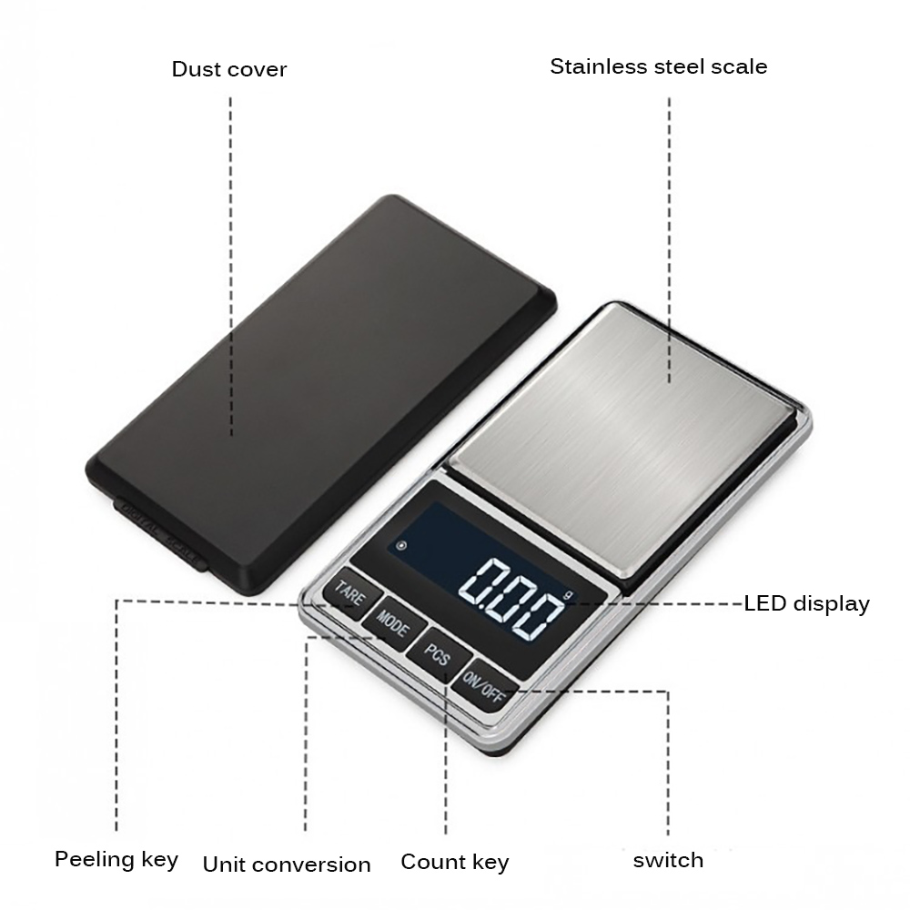 Electronic LCD Display Mini Digital Scales 200/500g X0.01g Pocket Jewelry Weight Scales High Accuracy Weigh Balance