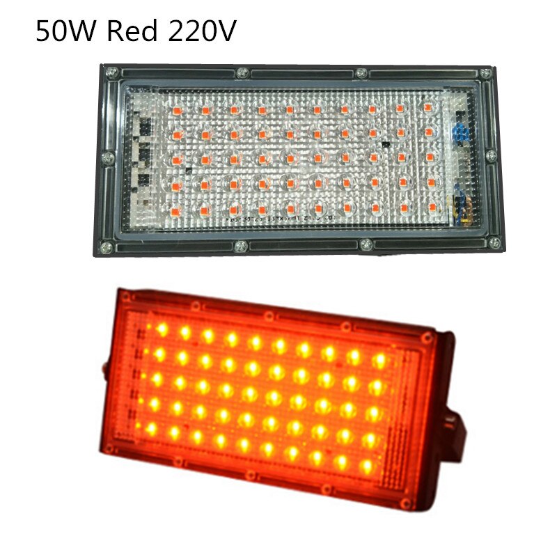 Led Jodiumlamp 50W 55W Rgb Rood Blauw Groen Warm Wit Ac 220V Schijnwerper Refletor Buitenverlichting Reclame: Rood