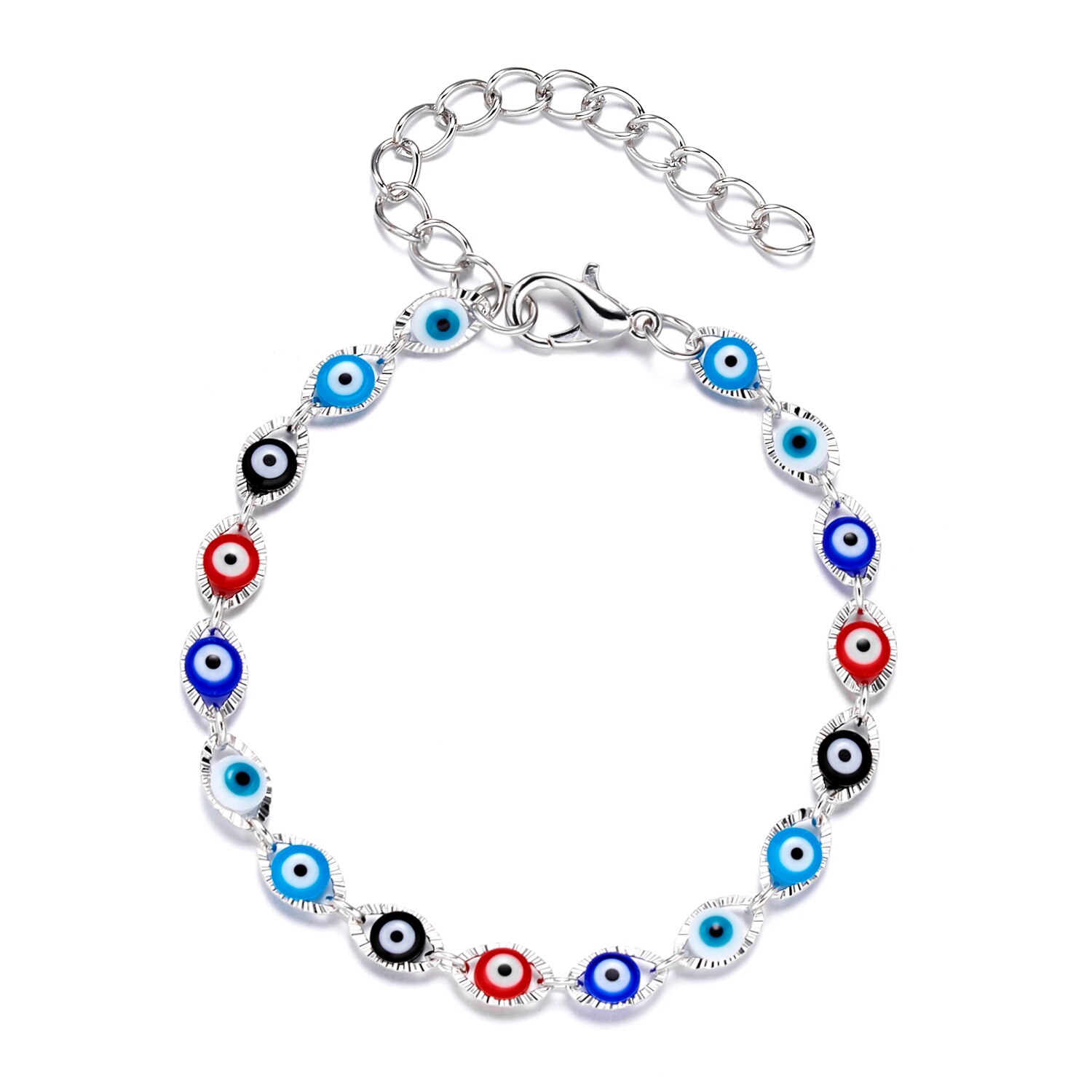 Rinhoo Classic Trendy Turkish Evil Eye Bracelet Pave Lucky Blue Eye Charm Bracelet Adjustable Female Party Jewelry: 11