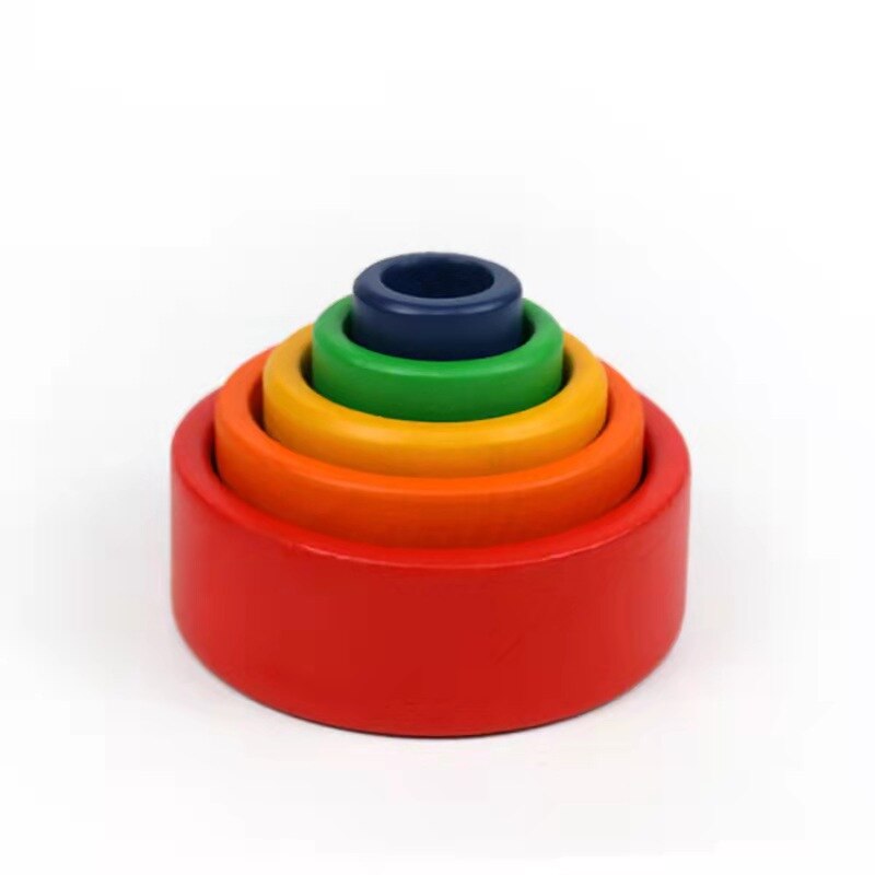 Bambini blocchi arcobaleno in legno foresta albero arcobaleno casa assemblaggio ad arco colore educazione precoce giocattoli e interazione figlio genitore: M