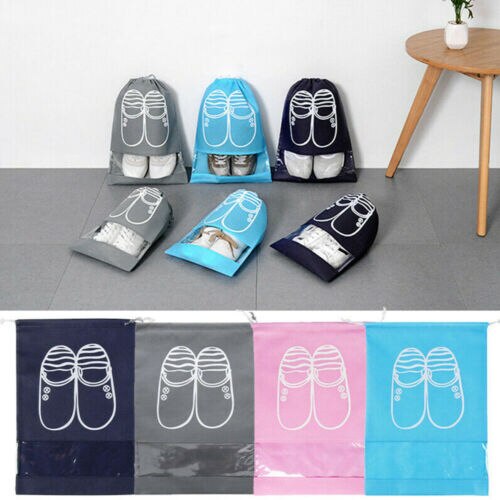 2 Sizes Waterproof Shoes Bag Travel Portable Shoe Storage Bag Organize Tote Drawstring Bag Dolap Organizer Non-Woven Organizador