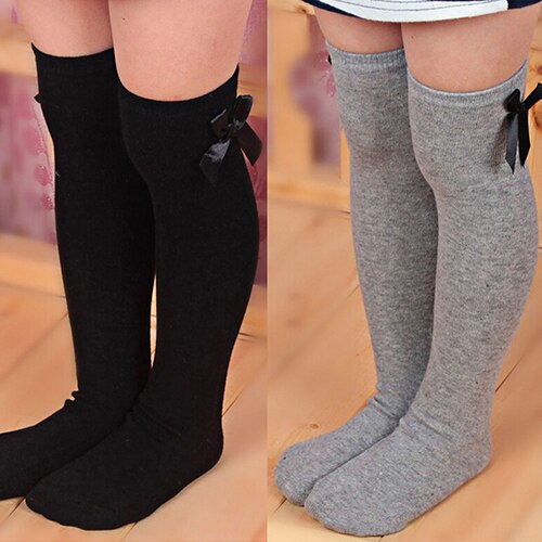 Lovely Girls Kids Toddler Bow Knee High Socks Colours Silk Bow Baby Girl Socks Striped Princess Socks 1 to 8 Years