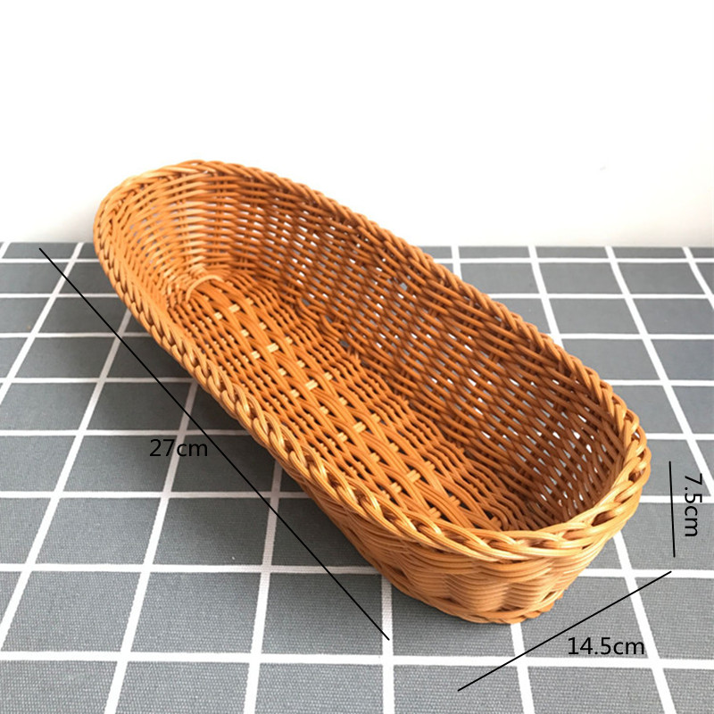 Oval Curved Rattan Wicker Woven Serving Baskets for Bread Fruit Vegetables Restaurant Serving Tabletop Display Rattan Basket: Orange