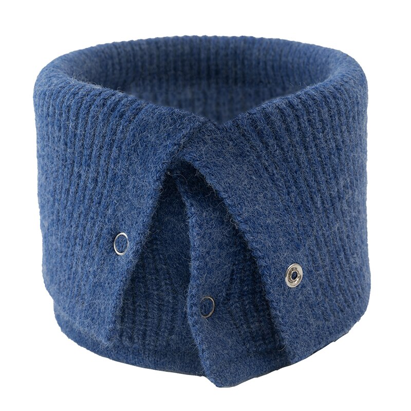 Casual warme neksjaals dames snood sjaal kraag ring sjaal winter knoop effen kleur vrouwelijke wollen gebreide sjaal: Blauw