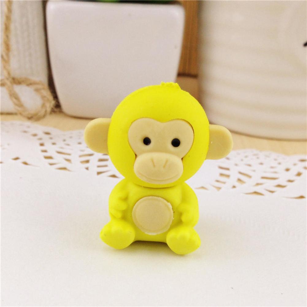 3Pcs Cartoon Little Monkey Eraser Cute Animal Kids Stationery School Supplies