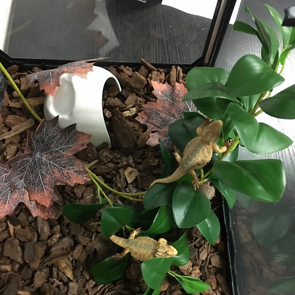 Habitat Decorative Plants Plastic Plant Leaves Branches Simulated Plant for Lizard Frog Spider Snake Reptiles Pets Accessories