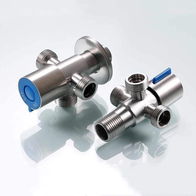 G1/2' Four-way Triangle Valve One Into Three Out Water Angle Valve 304 Stainless Steel Toilet Stop Valve Multi-function Tap