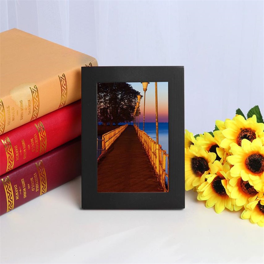 12 Colors Wood Photo Frame 15x11.5cm 1PC Simple Wooden Picture Frame Home Decor Wall Mounted Hanging Photo Frame 35