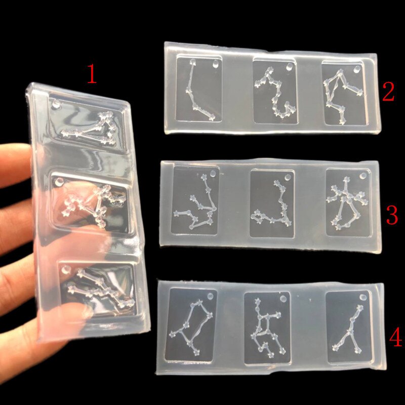 1 pcs UV Hars Sieraden Siliconen Mal 12 Sterrenbeeld Hanger Sieraden Mallen Voor DIY Ketting Hanger Charms Maken Sieraden