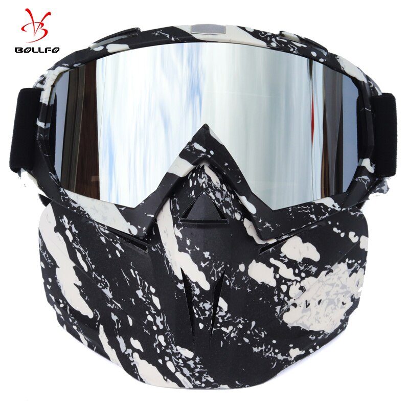 Bollfo Ski Snowboard Bril Sneeuwscooter Skiën Goggles Winddicht Skiën Glas Motocross Zonnebril Met Mond Filter Earware: HXSBF65815