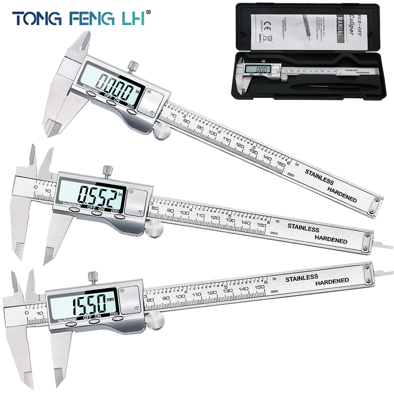 Ton 09 6- tum 150mm rostfritt stål elektronisk digital vernier mätare mikrometer metall