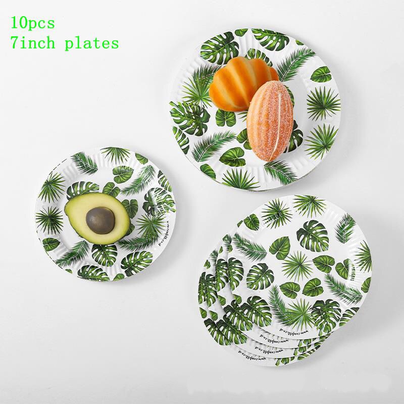 10pc Forest Plants Disposable Tableware Hyphosis Napkins Plates Tropic Hawaiian One 1st Happy Birthday Party Decor Kids Boy Girl: Deep Sapphire