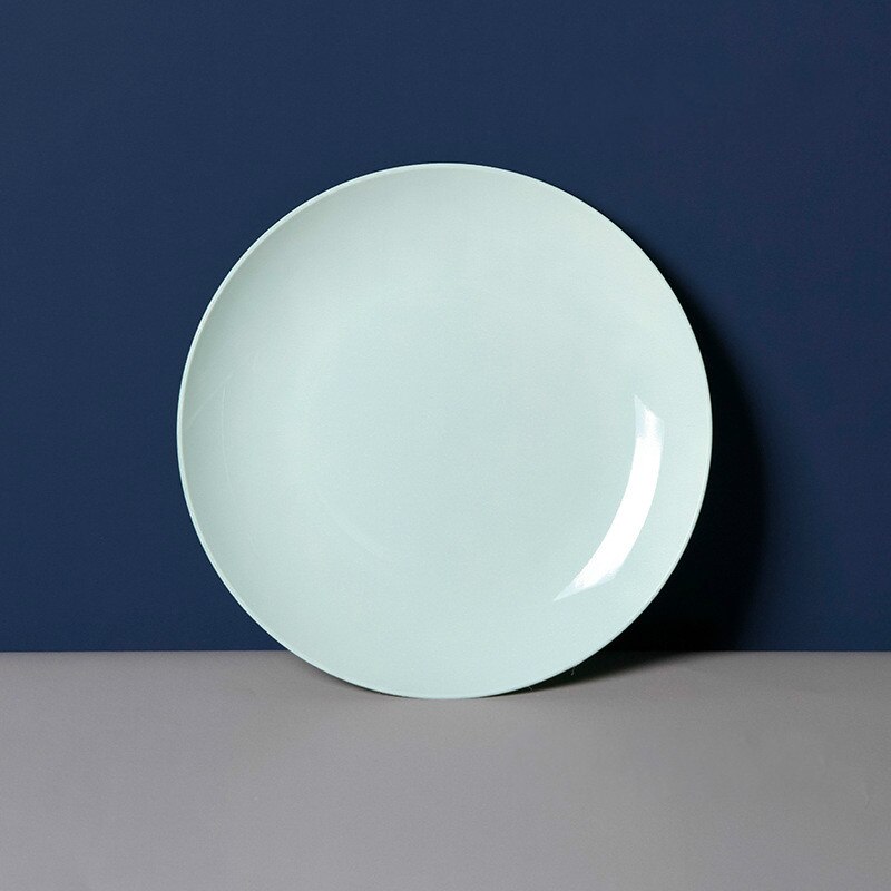 Assiette à Sauce alimentaire en plastique, petit tableau de dégustation de vinaigre, assiettes à collation créatives Imitation porcelaine assiette de fruits de ménage ronde: Large light green