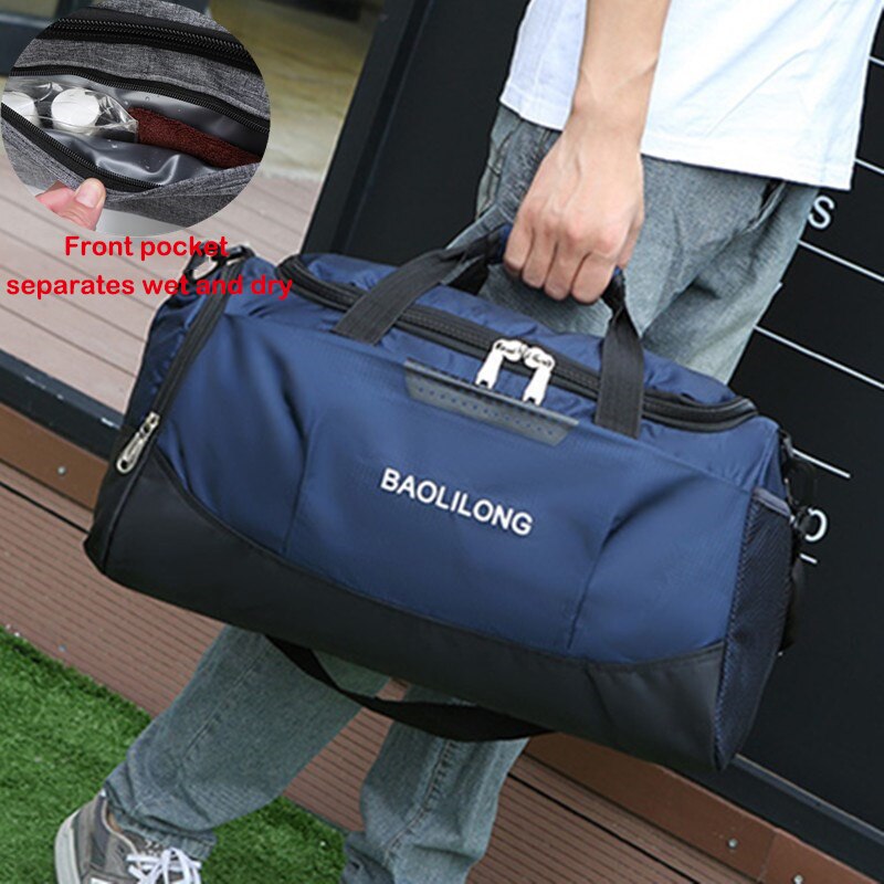 Professionelle Große Kapazität Sport Tasche Wasserdicht Casual Lagerung Gym Taschen Polyester Männer/Frauen Packable Duffle Reisetasche Mochila: Darkblue Dry wet sep