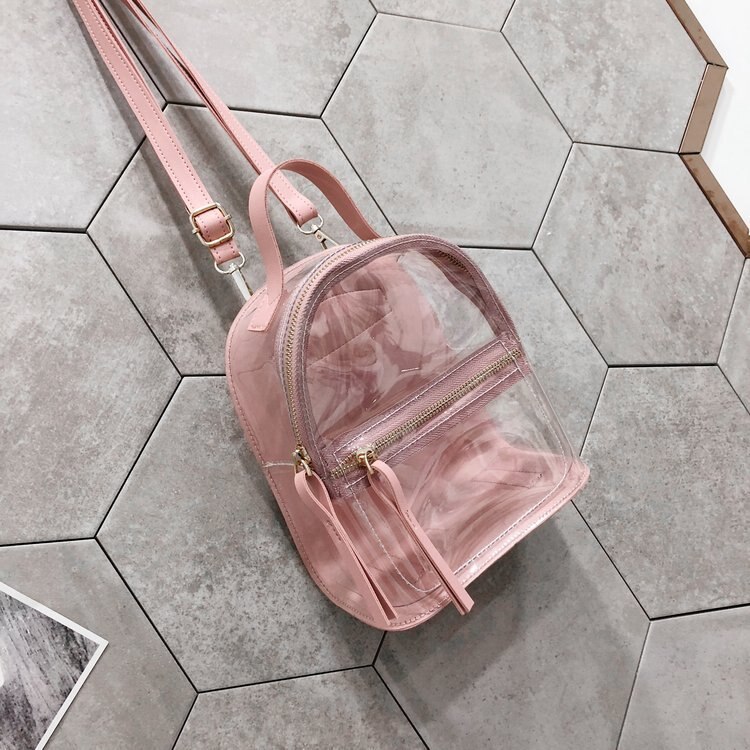 Brand Clear Small Backpack Transparent See Through Mini Daypack Female PVC Summer Bag