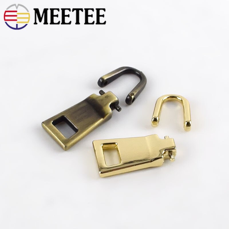 Meetee 10Pcs 9X28Mm 3 # Metalen Rits Trekkers Ritsen Pull Tab Zip Reparatie Kits Diy Kleermaker gereedschap Naaien Hardware Accessoires