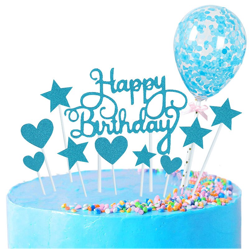 Décoration de gâteau d'anniversaire, ballons confettis, drapeau, décor de fête d'anniversaire pour enfants, garçon ou fille, fête prénatale, mariage