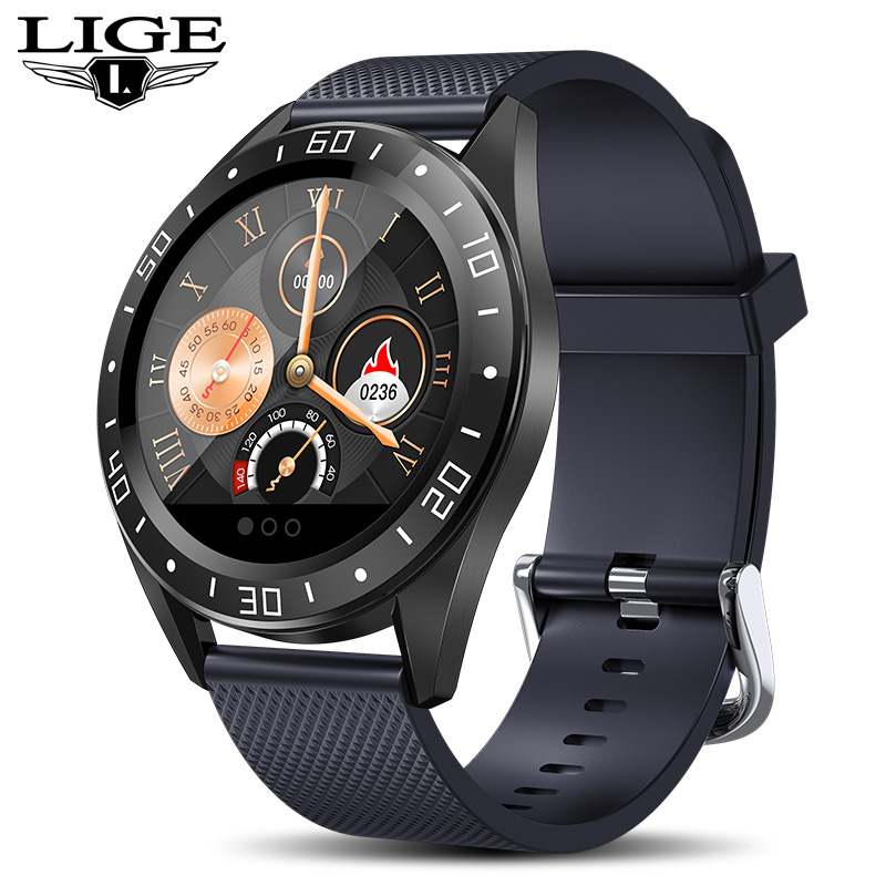 LUIK Luxe Mannen Smart Horloge LED Screen Hartslag Bloeddruk Multifunctionele Controle Stappenteller Sport Waterdichte Smartwatch: blue