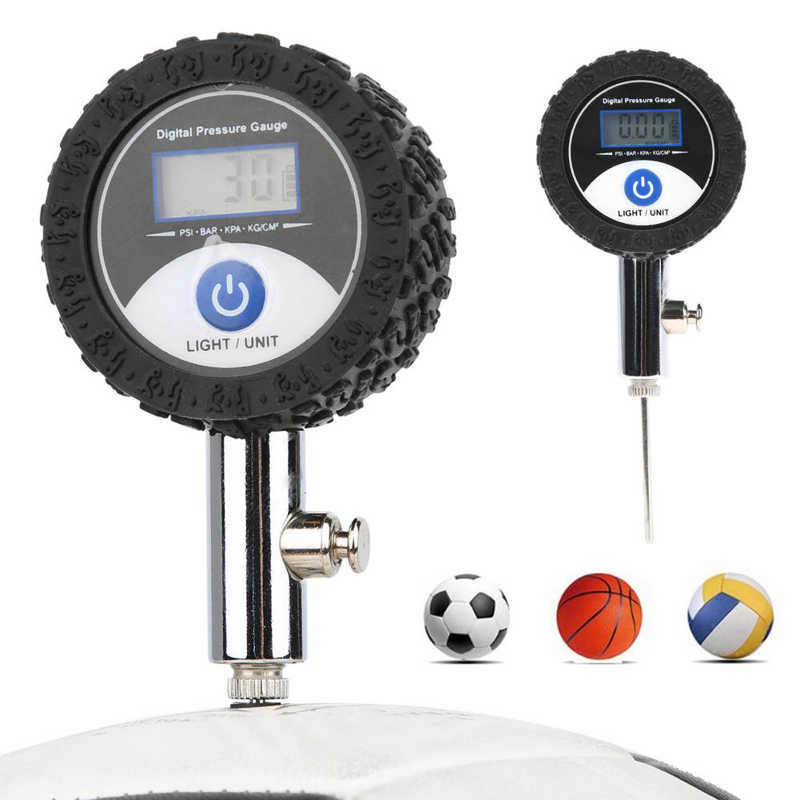 Pressure Gauge for Soccer Basketball Volleyball Stainless Steel Air Barometers with Digital Display