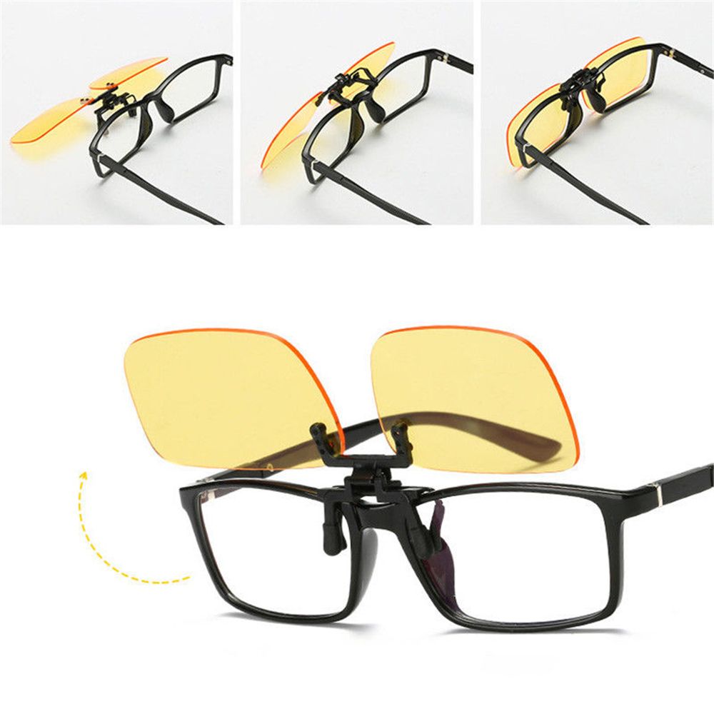1 par gul / hvid harpiks anti blå lysstråle klip på briller filter blokerende briller kontor computer anti uv trækaflastning
