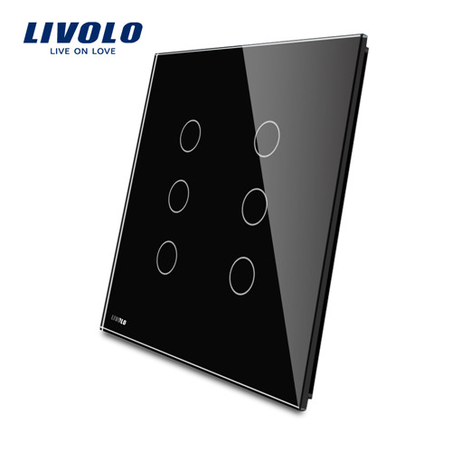 Livolo US standaard Luxe Zwarte Kristal Glas, dubbele Glas Panel Voor 3 Gang + 3 Bende Schakelaar VL-C5-C3/C3-11/12: Black