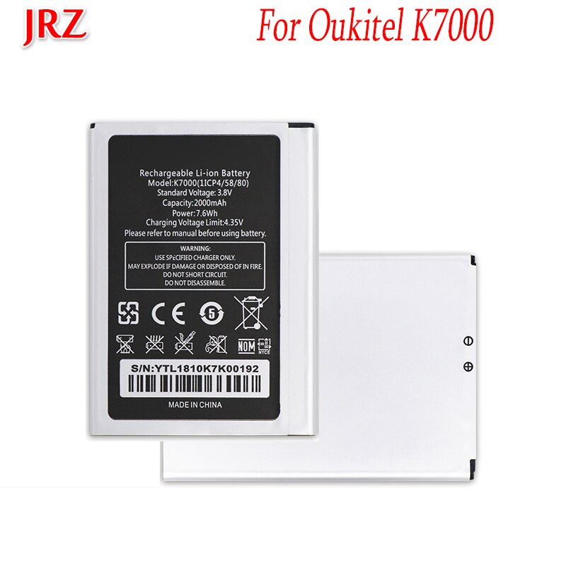 Jrz 2000Mah Voor Oukitel K7000 Batterij Voor Oukitel K7000 Telefoon Vervanging Batterijen Bateria