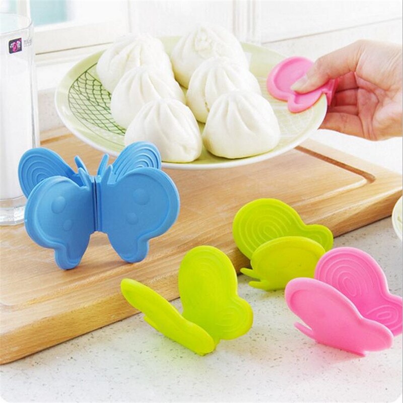 HOMETREE Creatieve Siliconen Isolatie Tegen Vlinder Clip Band Met Magneet Genomen Oven Verdikte Beschermen Keuken Tool H318