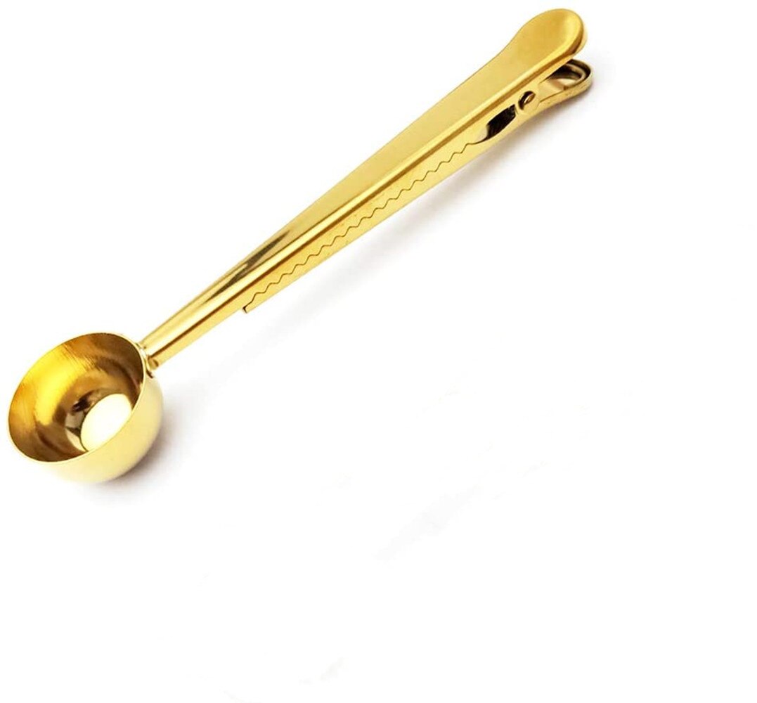 Stainless steel coffee measuring spoon with sealed clip Kitchen baking scale spoon Flavoring spoon Milk powder spoon: GL